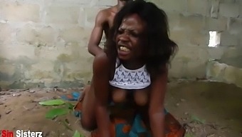 Cumshot On Big Natural Tits Of Black Teen Caught In Action